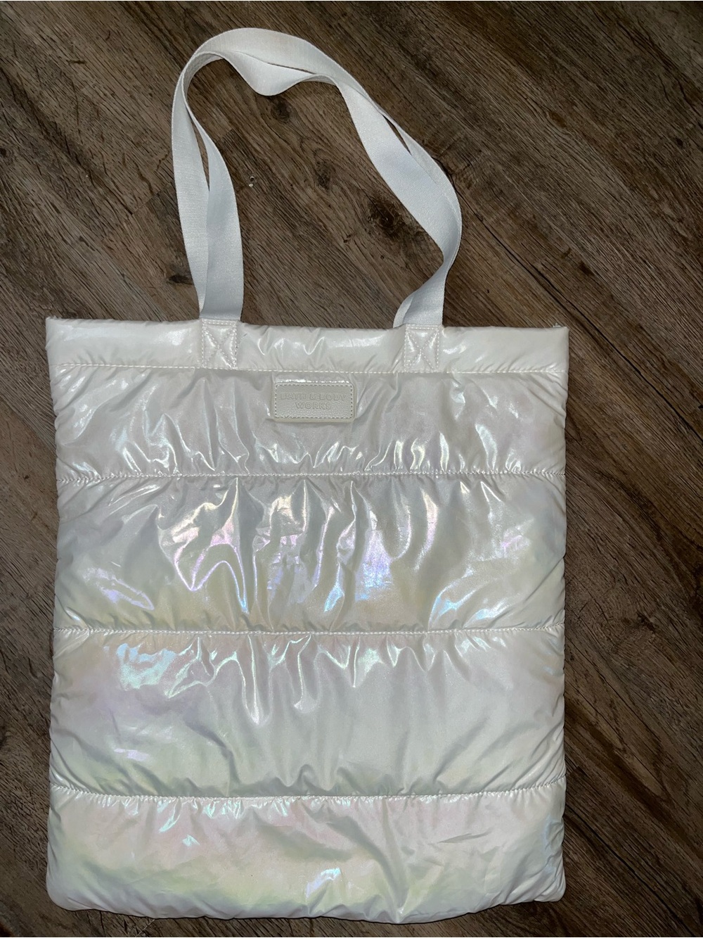 Bath and Body Works Iridescent Puffer  Tote Bag